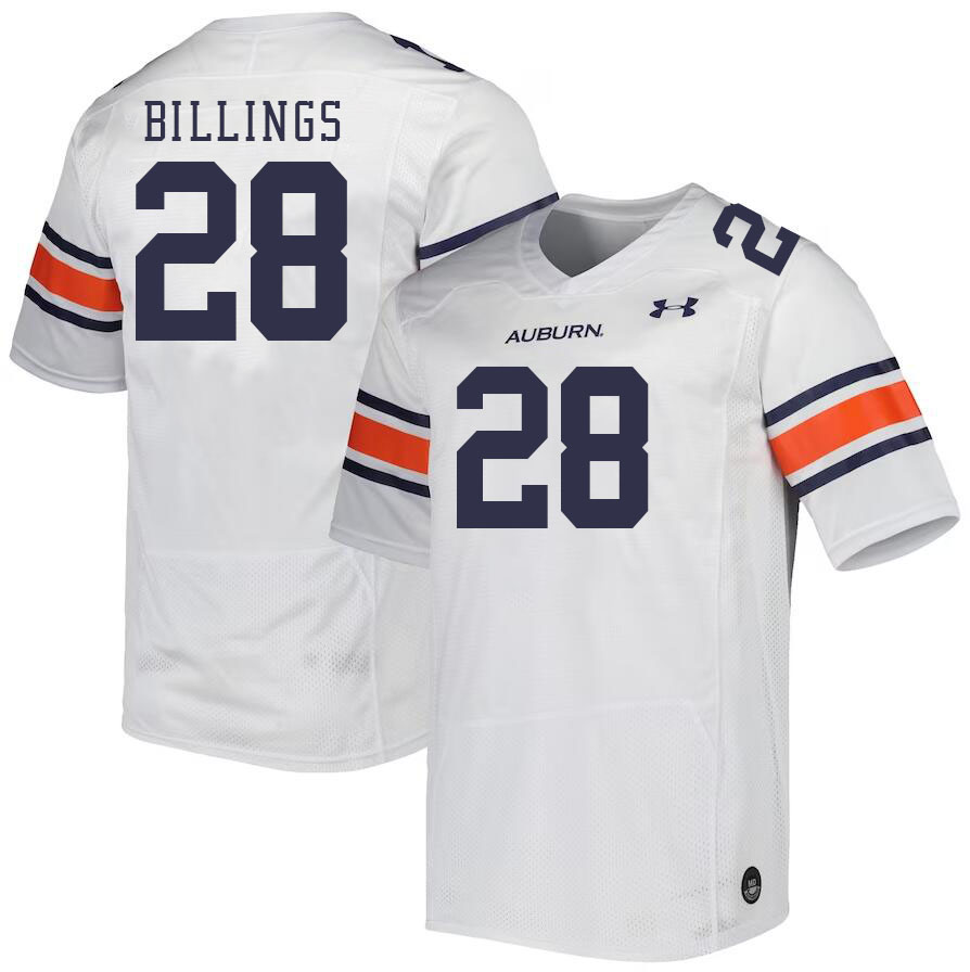 Men's Auburn Tigers #28 Jackson Billings White 2023 College Stitched Football Jersey